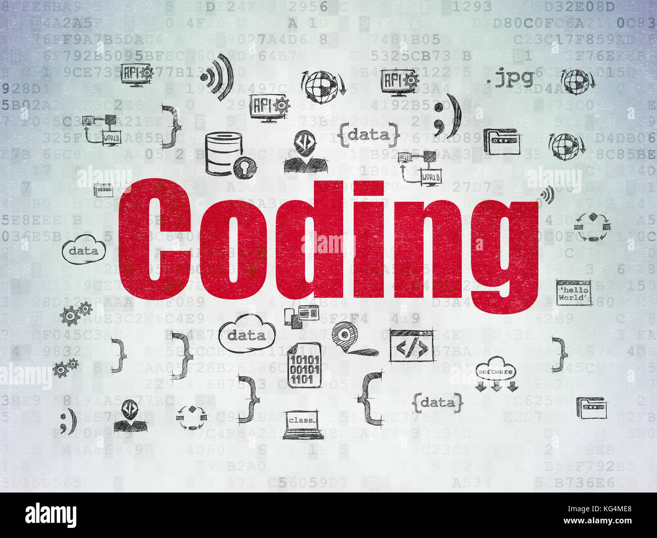 Programming concept: Coding on Digital Data Paper background Stock ...