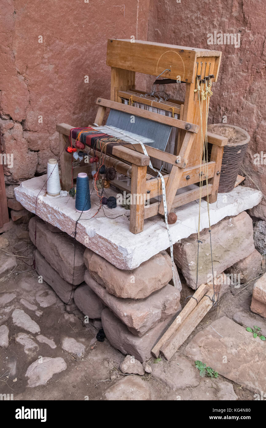 Old weaving machine in museum of Pukara, Peru Stock Photo