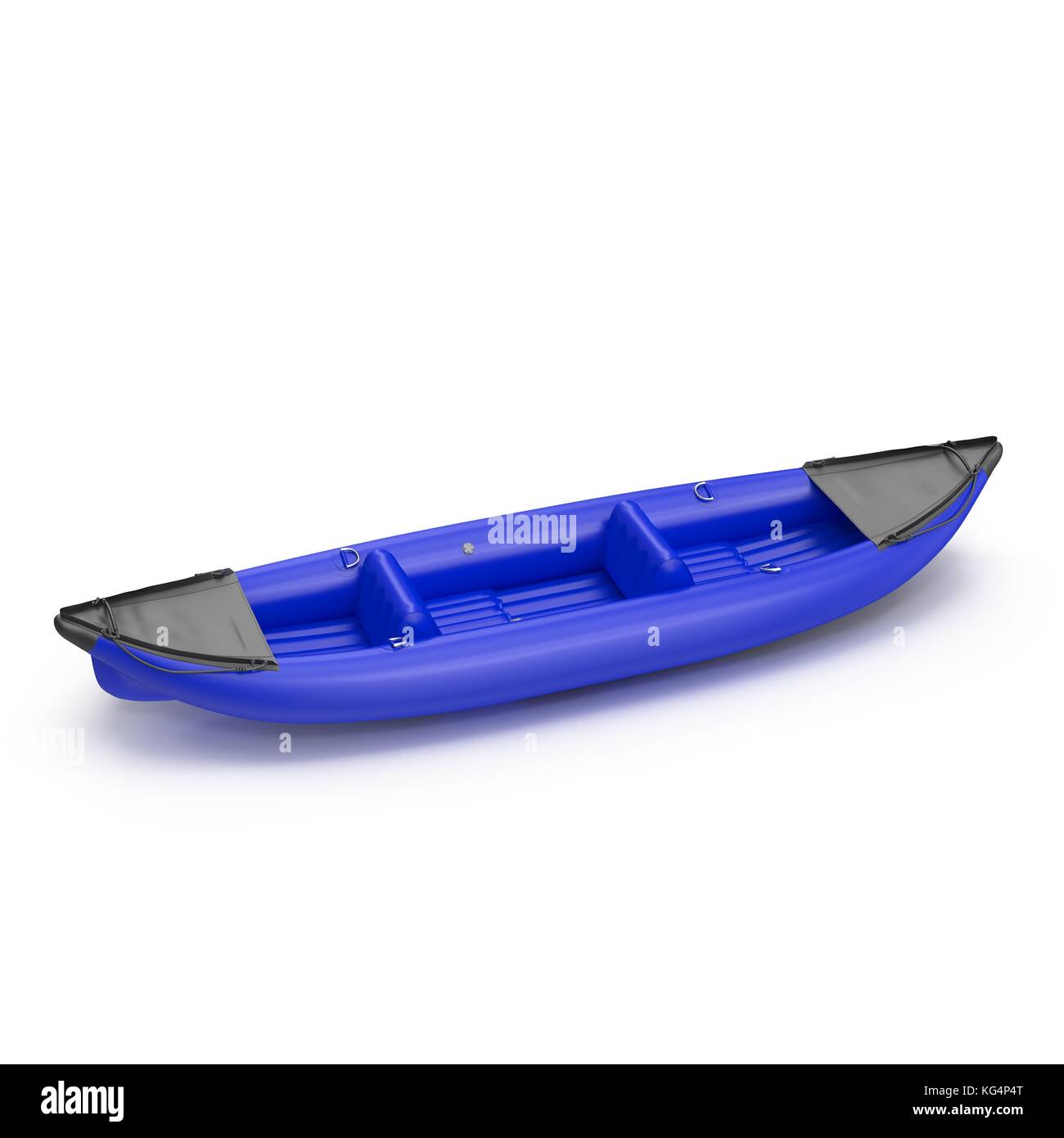 Inflatable blue kayak isolated on white 3D Illustration Stock Photo - Alamy