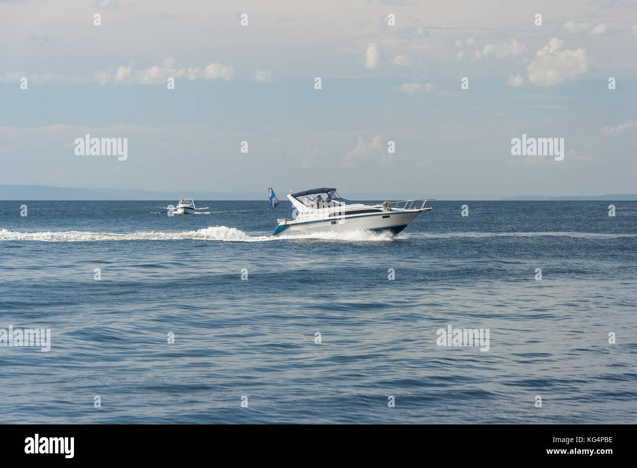 Speed boat in Vladivostok, Russia Stock Photo