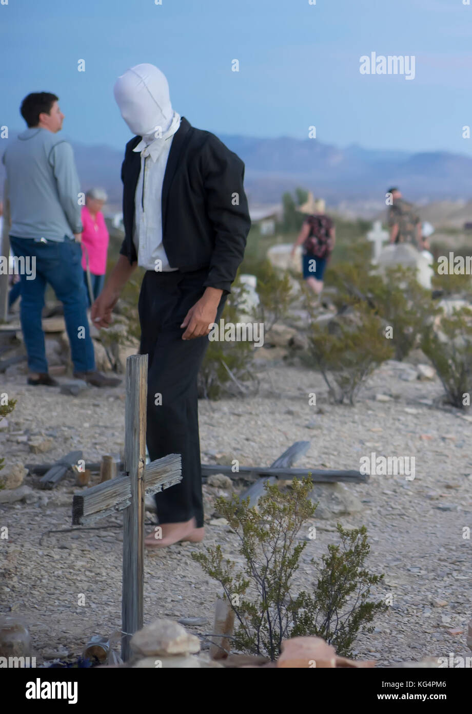 Celebration of Dia de los Muertos, The Day of the Dead, in Terlingua, a former ghost town istuated on the border with Mexico in far West Texas. Stock Photo