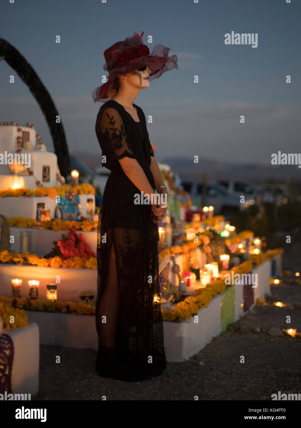 Celebration of Dia de los Muertos, The Day of the Dead, in Terlingua, a former ghost town istuated on the border with Mexico in far West Texas. Stock Photo