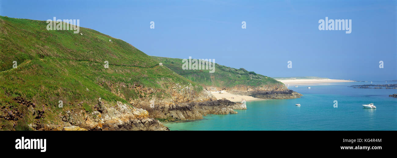 Channel Islands, Guernsey, Herm island cliffs. Stock Photo