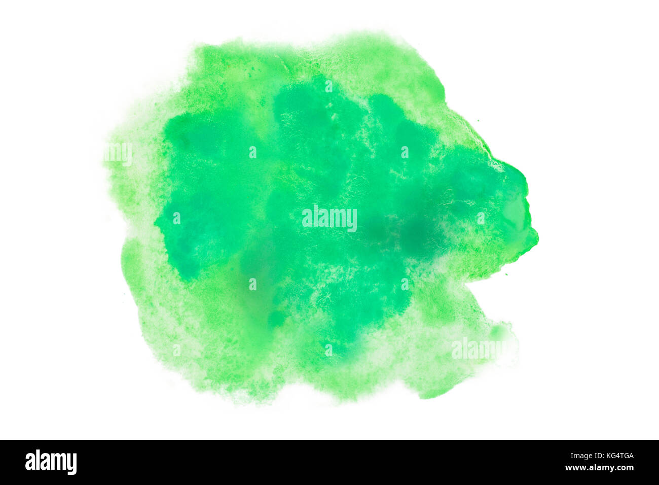 Color, green splash watercolor hand painted isolated on white background, artistic decoration or background Stock Photo
