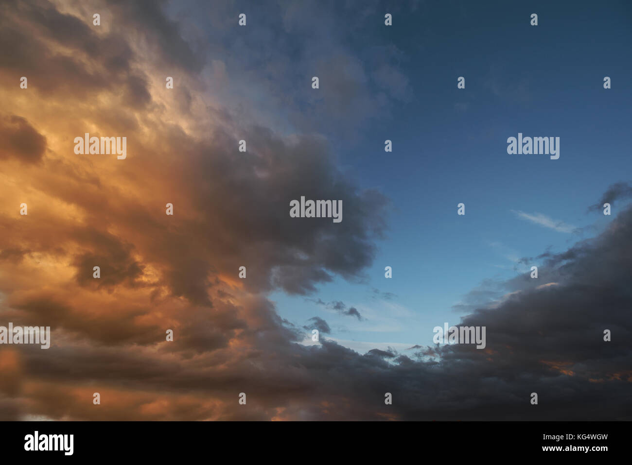Dark sky with blak clouds brings storm rain at the sunset Stock Photo ...