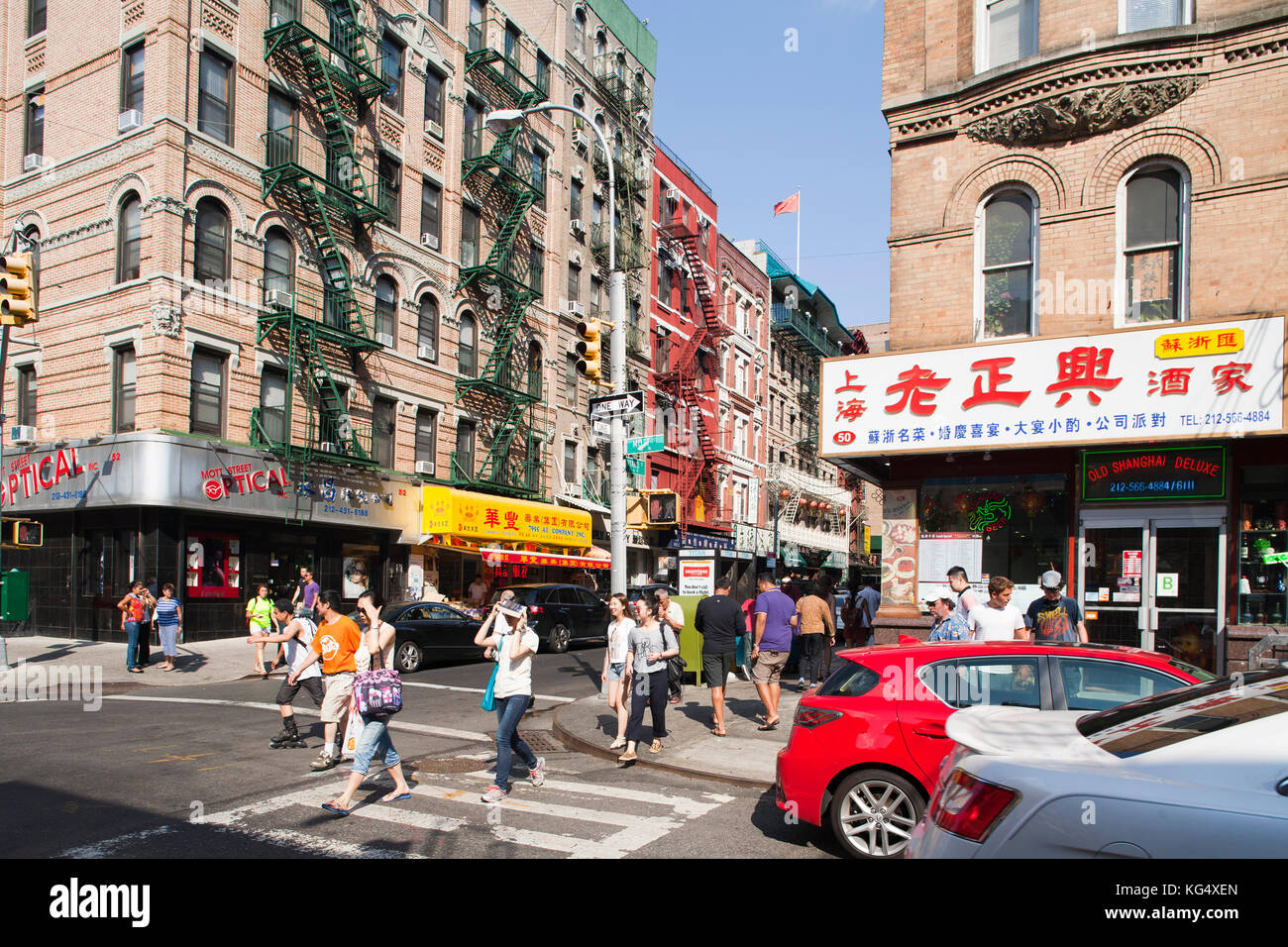 Mott street and Bayard street, China town, Manhattan, New York, USA, America Stock Photo