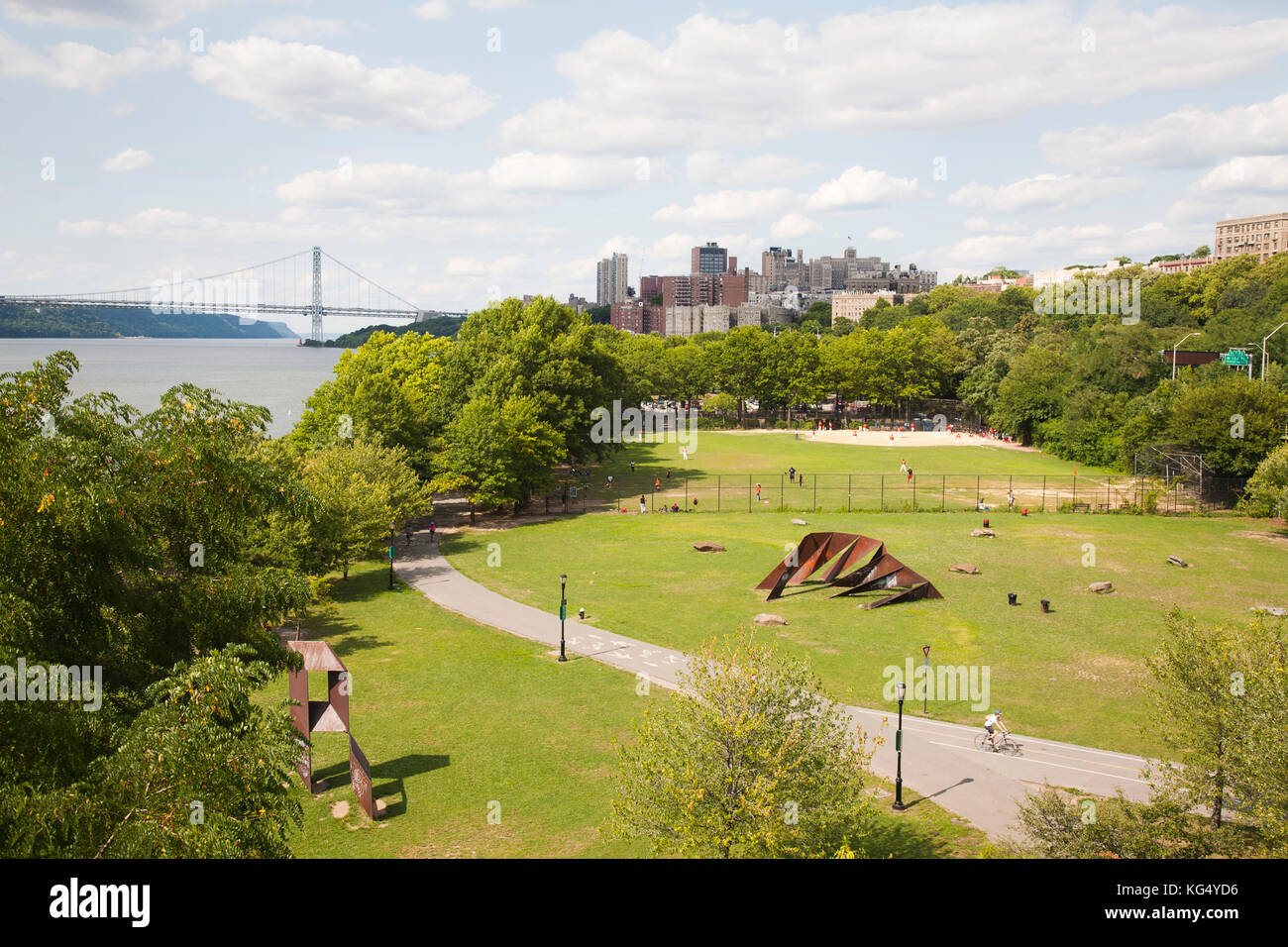 baseball, Greenway, Riverside Park and George Washington Bridge, New York, USA, America Stock Photo