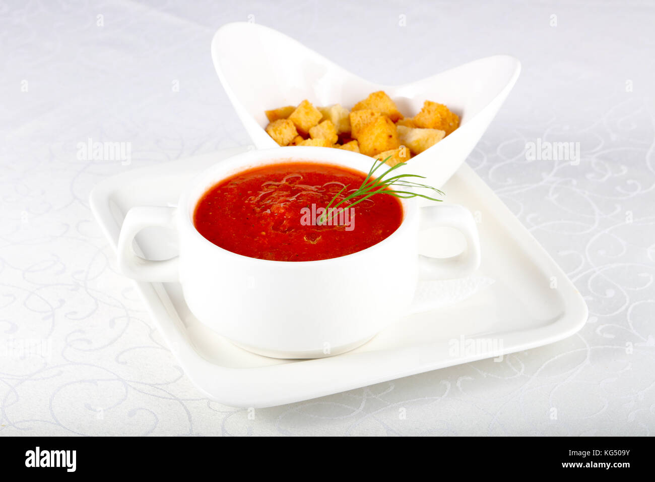 Gazpacho soup with bread Stock Photo Alamy