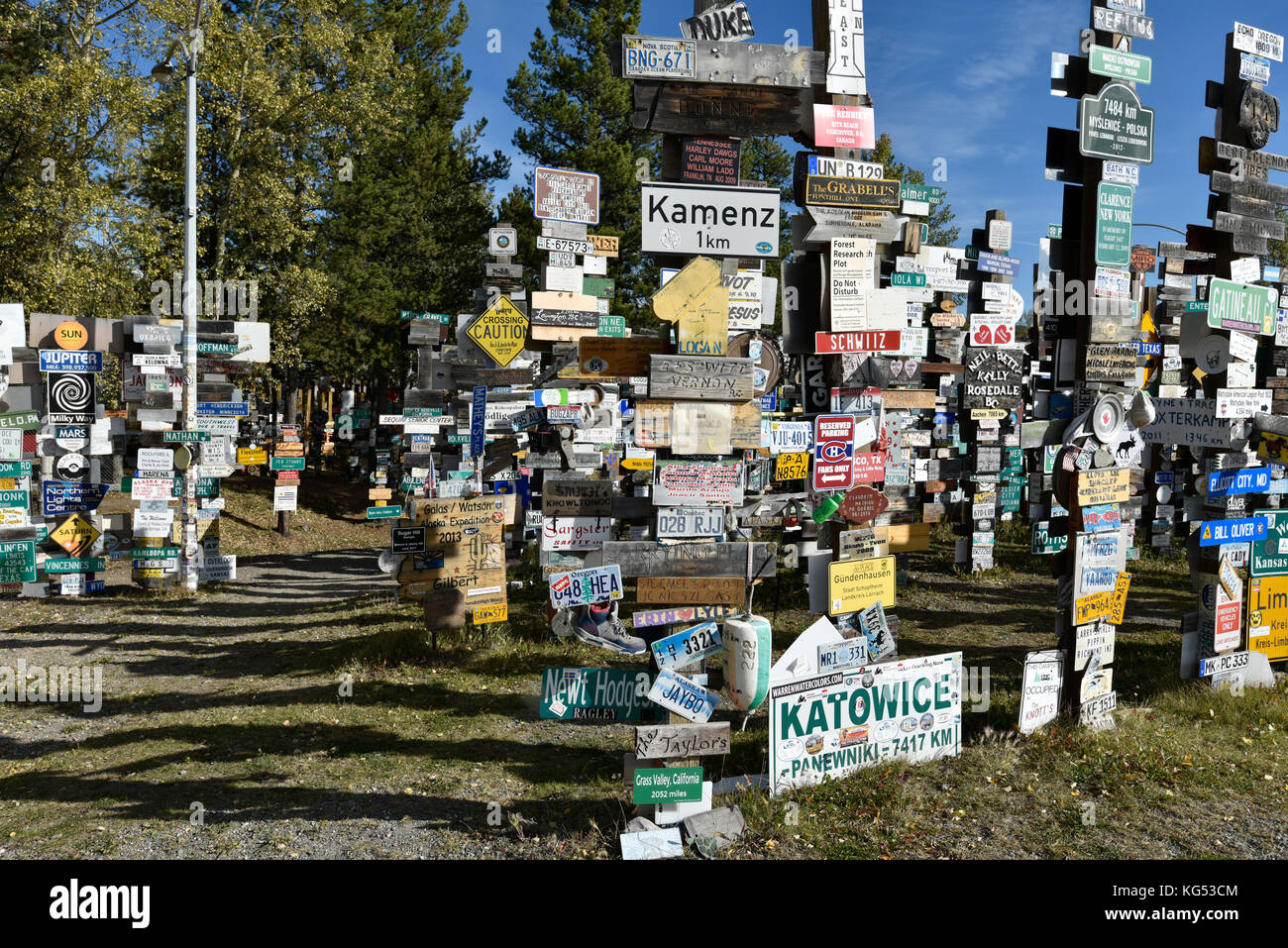 Watson Lake, Signpost Forest, Yukon, Canada Stock Photo Alamy