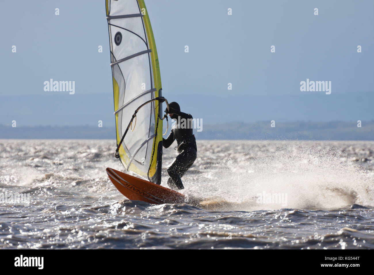 Windsurfing power jibe in a storm Stock Photo Alamy
