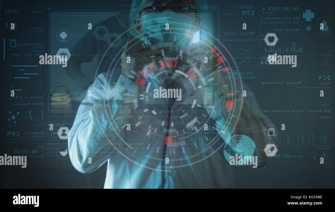 Medical technology concept,smart doctor hand working with modern ...