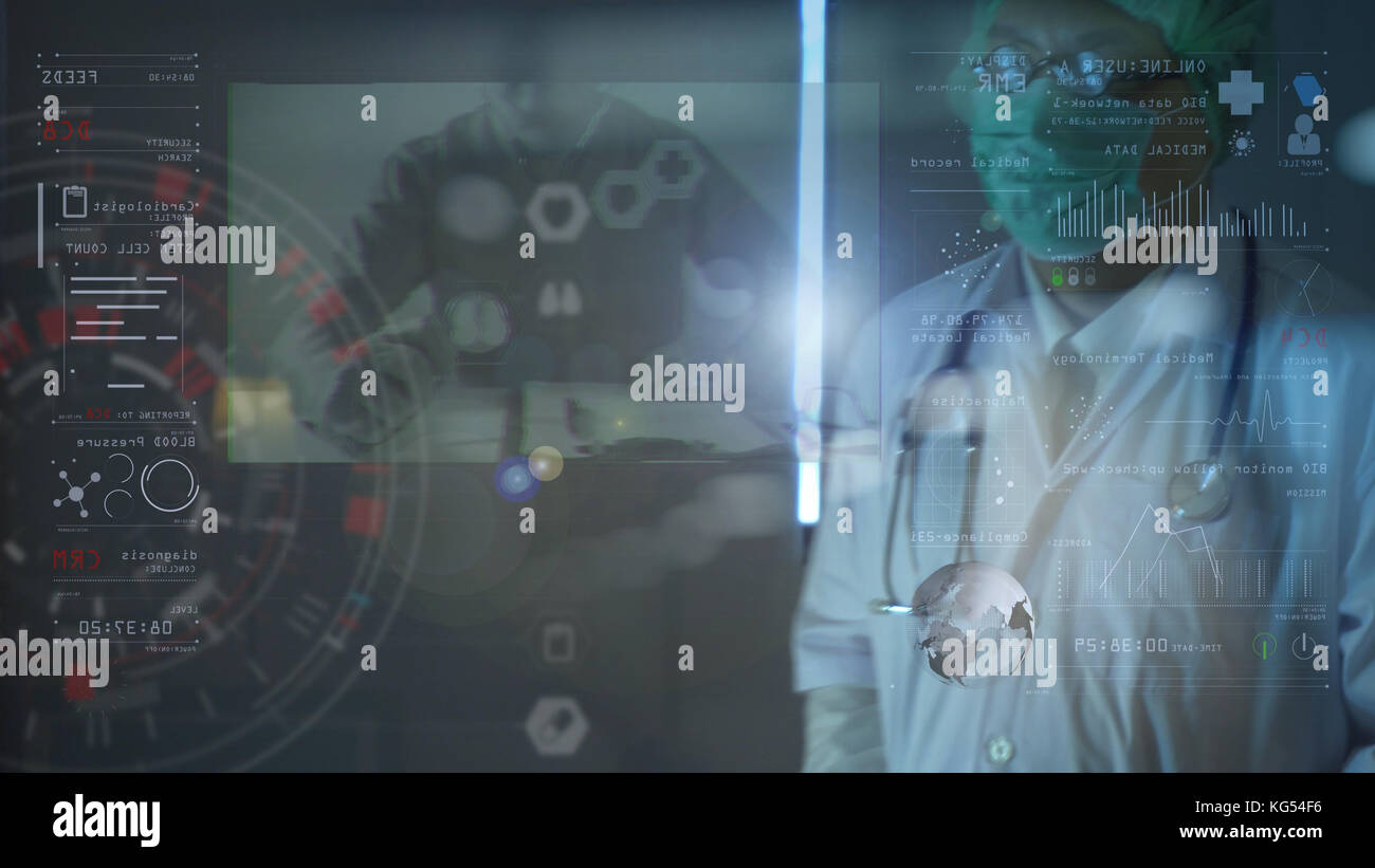 Medical technology concept,smart doctor hand working with modern ...