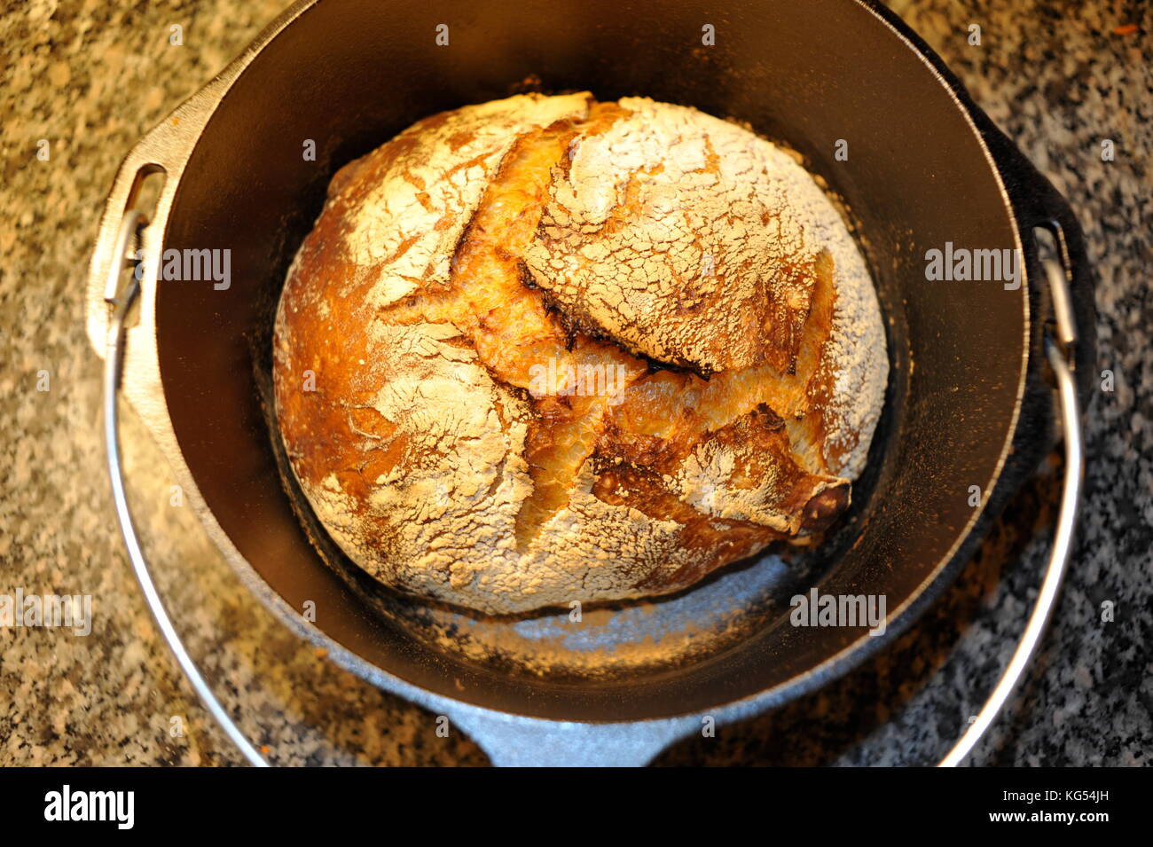 Old-fashioned bread baked in a cast iron pot recipe