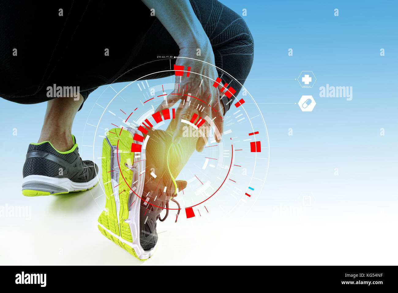 Runner sportsman holding ankle in pain with Broken twisted joint