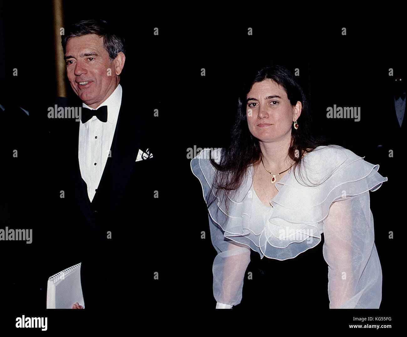 Washington DC. USA, 6th December, 1991 Dan Rather and his daughter Robin arrive at the Kennedy Center Honors. Stock Photo