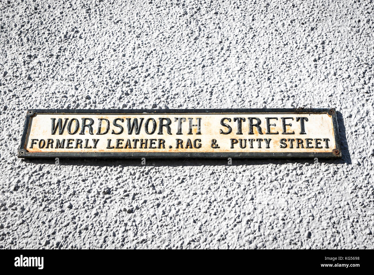 Street sign for Wordsworth Street in Hawkshead, Cumbria Stock Photo