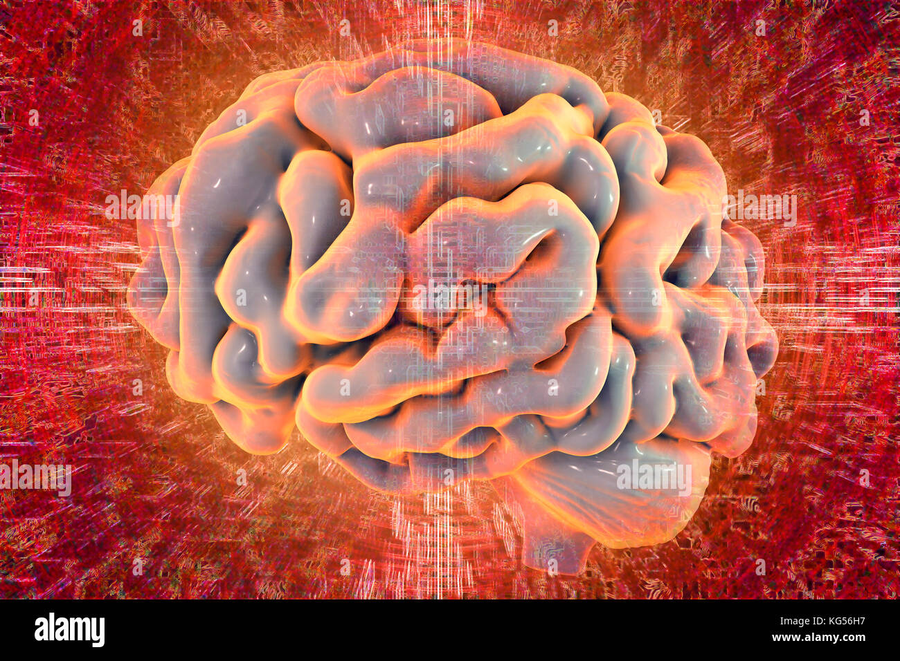 Human brain. Conceptual illustration showing brain activity during