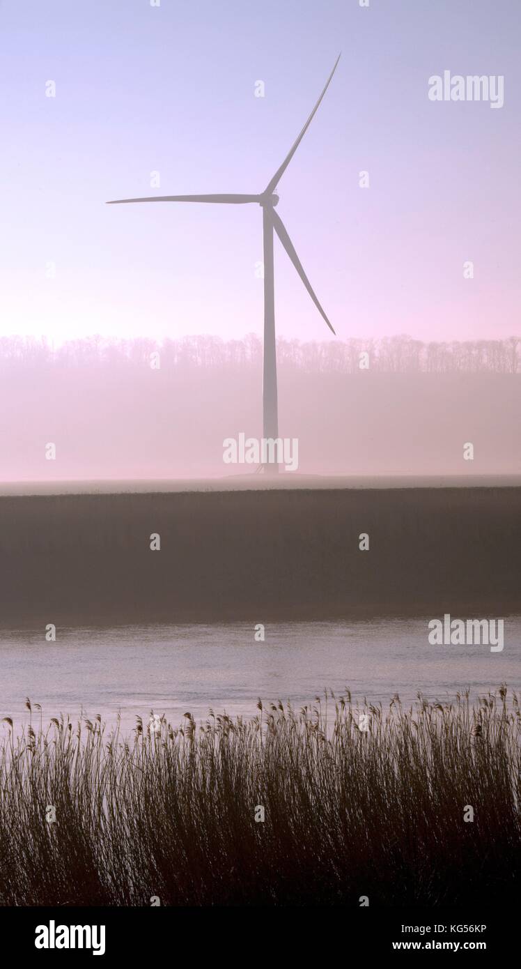 Wind turbine by River Trent, England Stock Photo Alamy