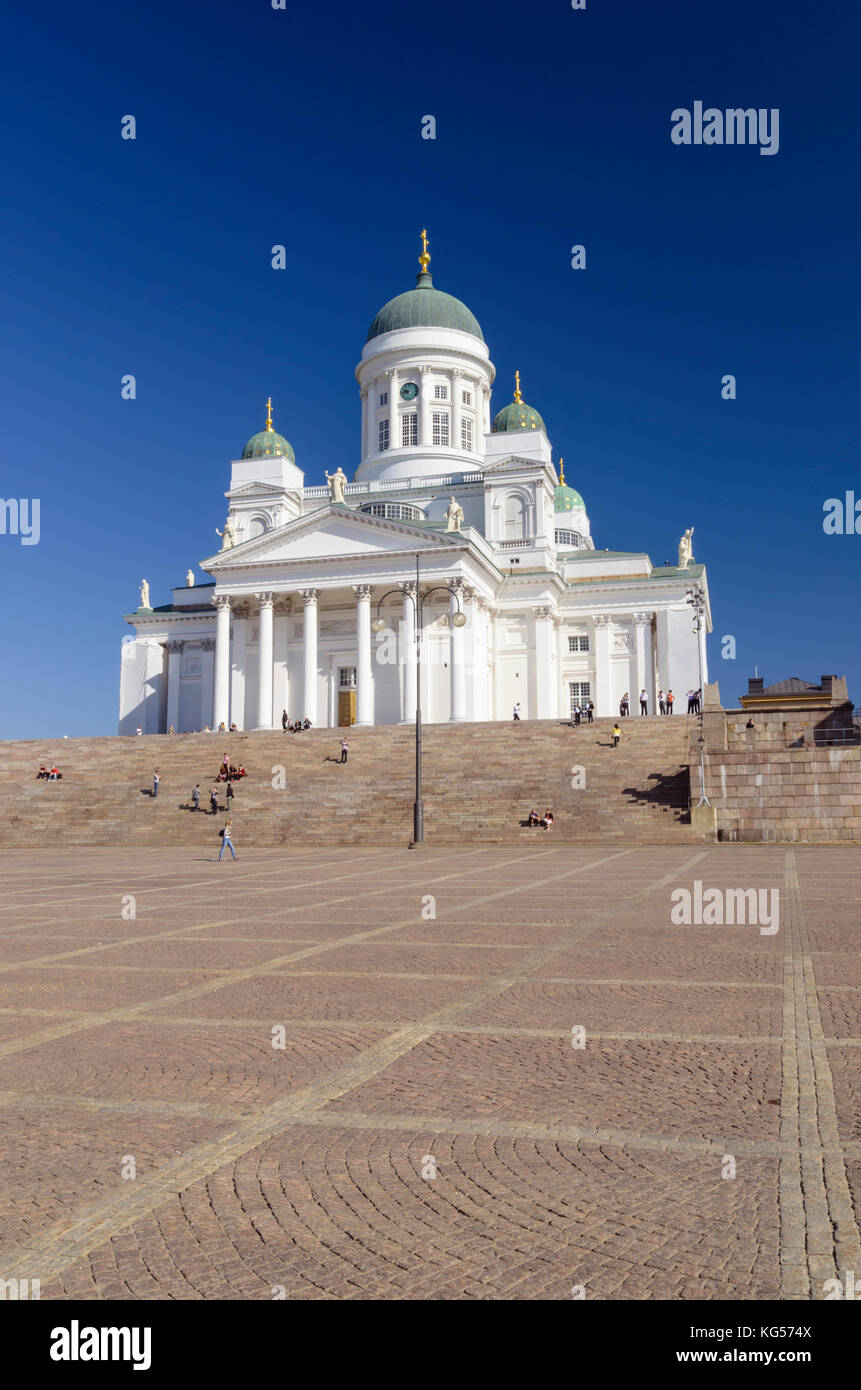 White Neoclassical style Lutheran Helsinki Cathedral, designed by Carl Ludvig Engel, completed in 1852, Helsinki, Finland Stock Photo