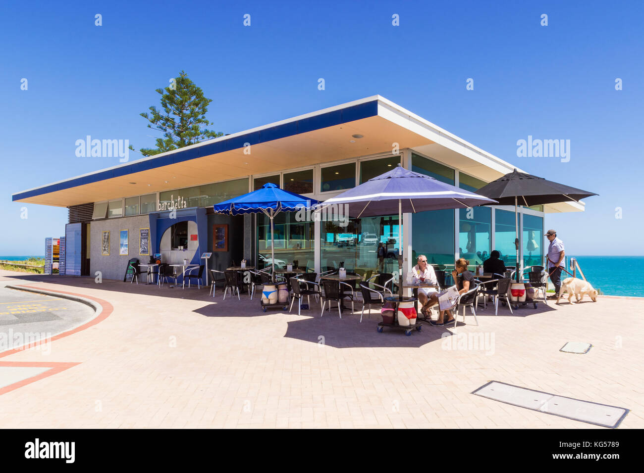Iconic Cottesloe Beach restaurant Barchetta with sea views over the Indian Ocean off the Western Australia coast Stock Photo