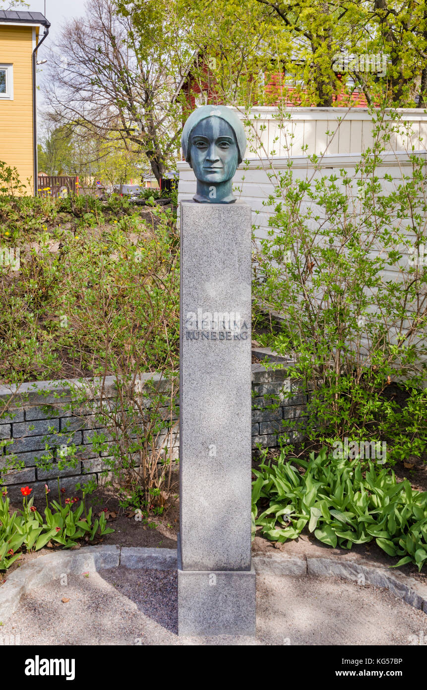 Finnish-Swedish author, Fredrika Charlotta Runeberg bust sculpture, Porvoo, Finland Stock Photo