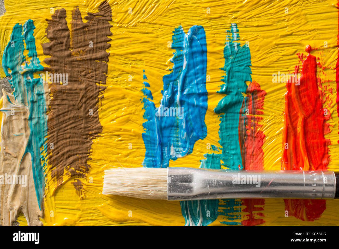 Abstract painting background with paintbrush. Wallpaper for a painter