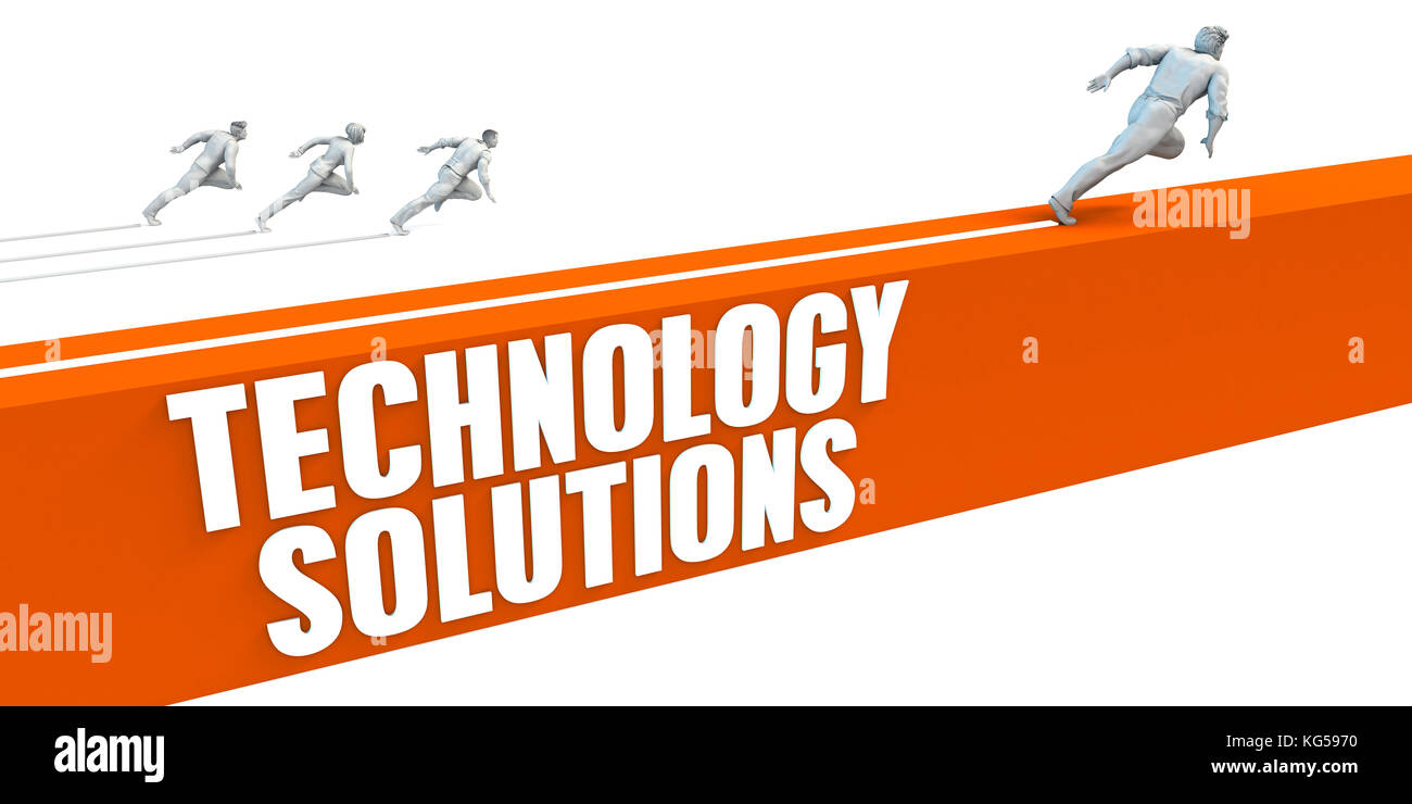Technology Solutions Express Lane with Business People Running Stock ...