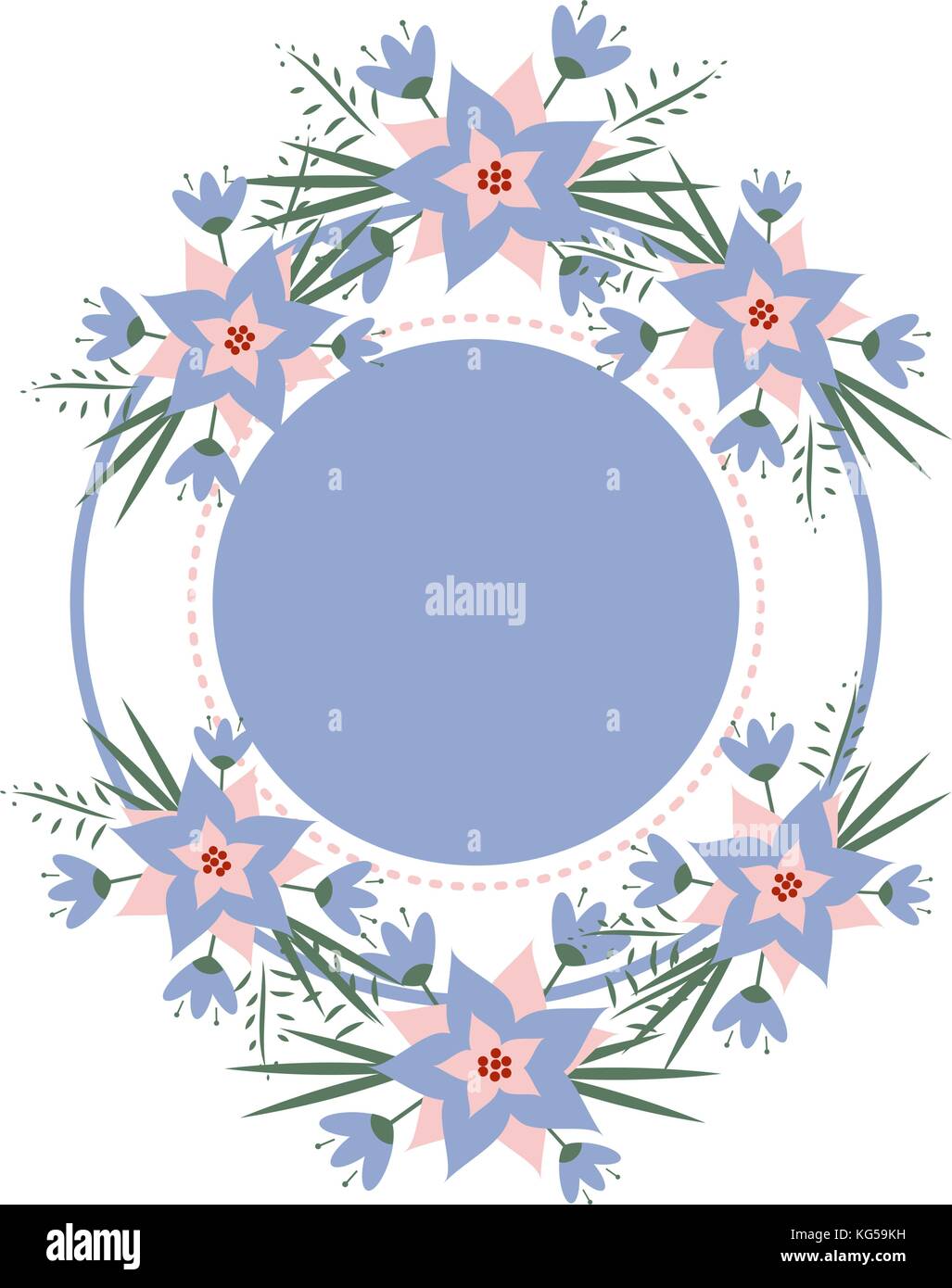 vector floral vignette in the form of a circle. Romantic frame for invitations, cards, stickers wedding, birthday, holiday. Stock Vector