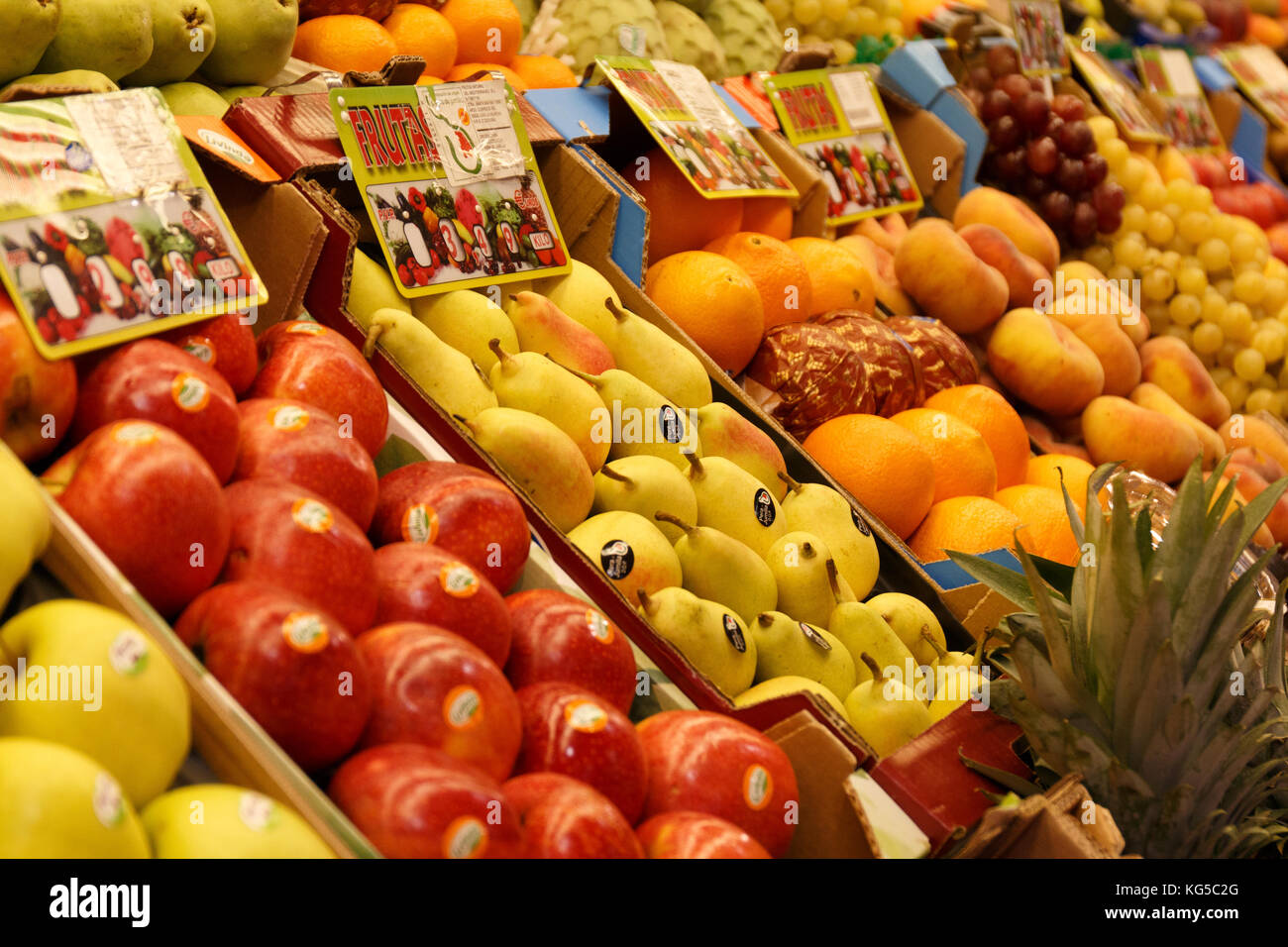Fruit and vegetable stand in a market in madrid Stock Photo Alamy