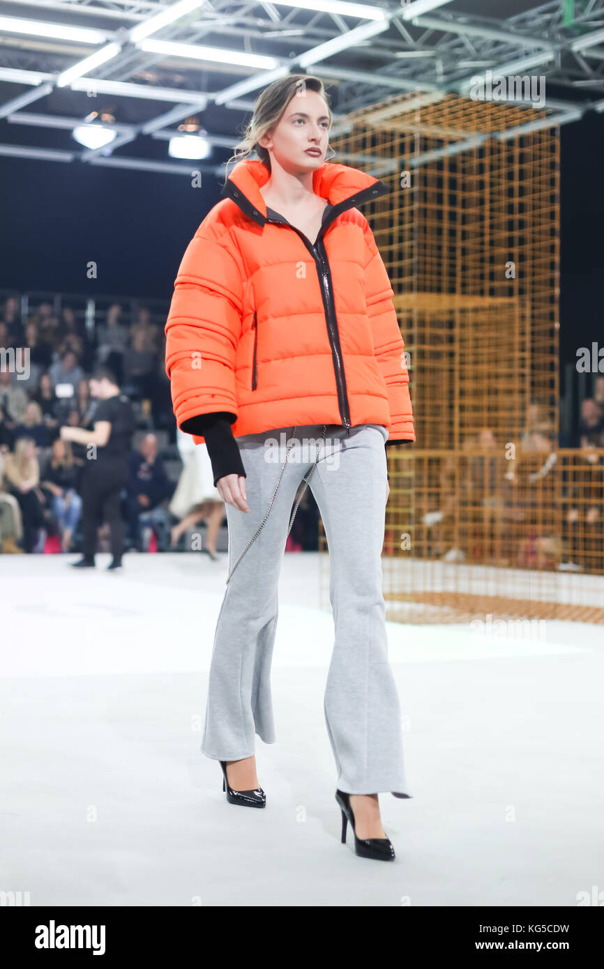 ZAGREB, CROATIA OCTOBER 25, 2017 Fashion model wearing clothes for