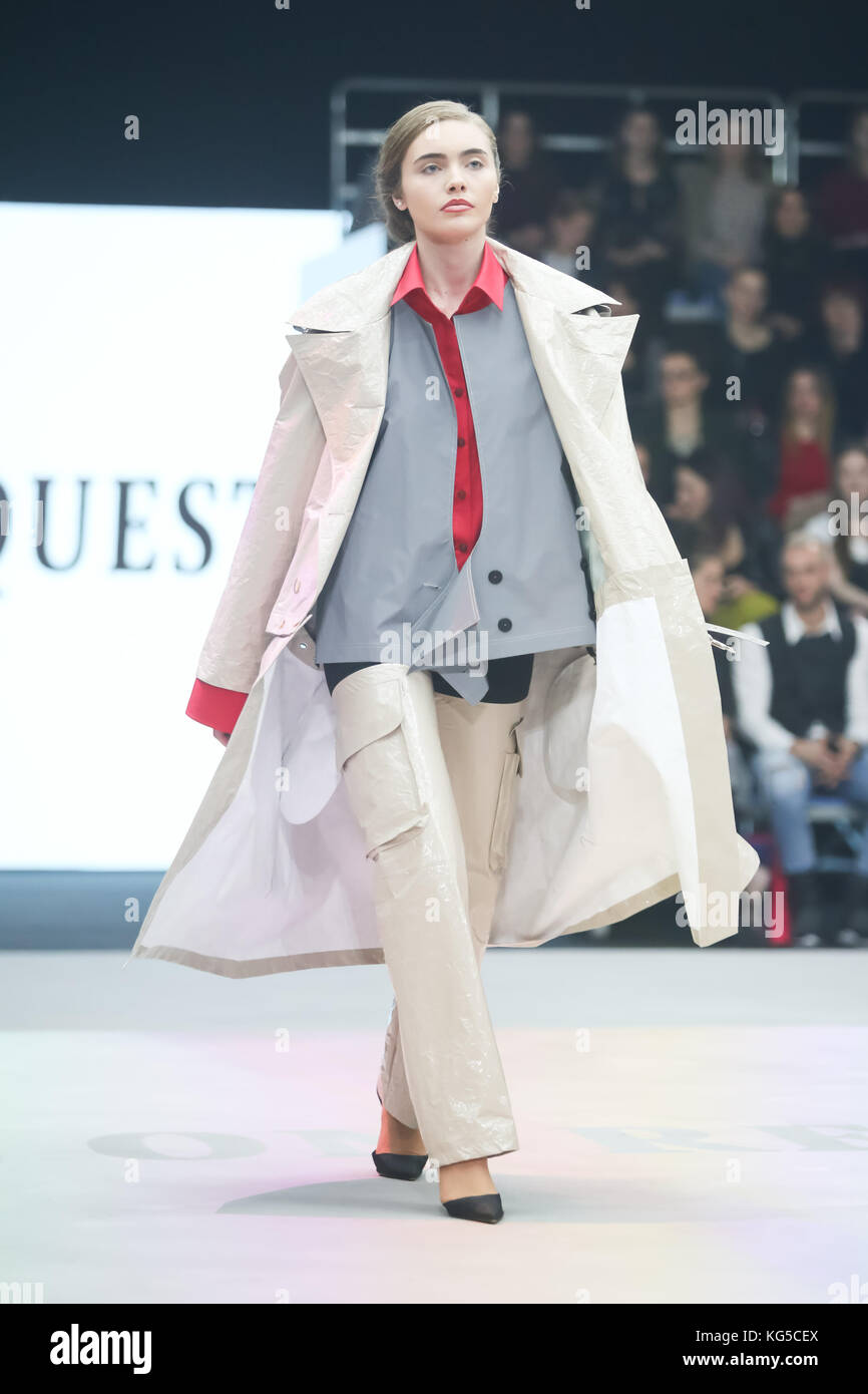 ZAGREB, CROATIA OCTOBER 25, 2017 Fashion model wearing clothes for