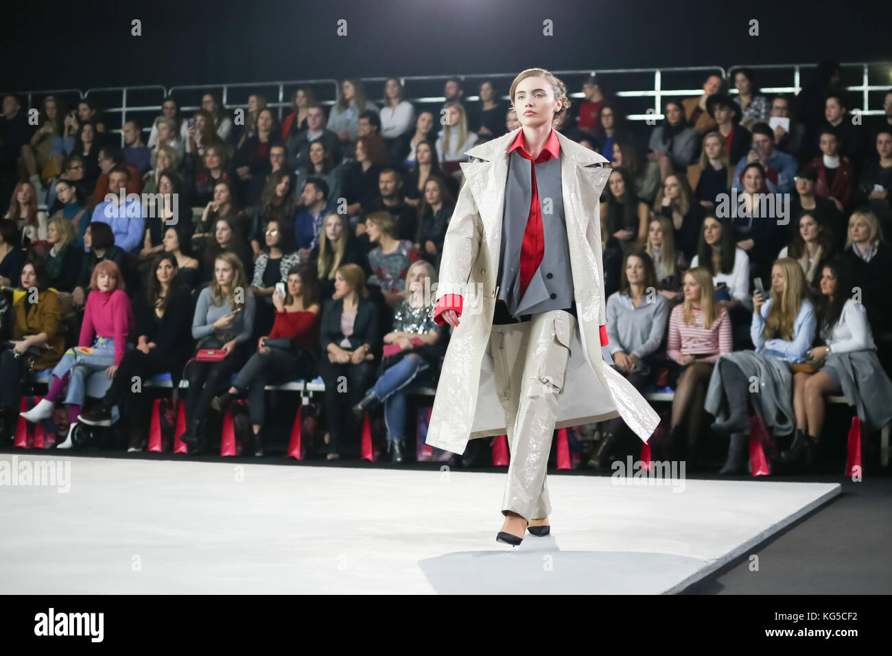 ZAGREB, CROATIA OCTOBER 25, 2017 Fashion model wearing clothes for