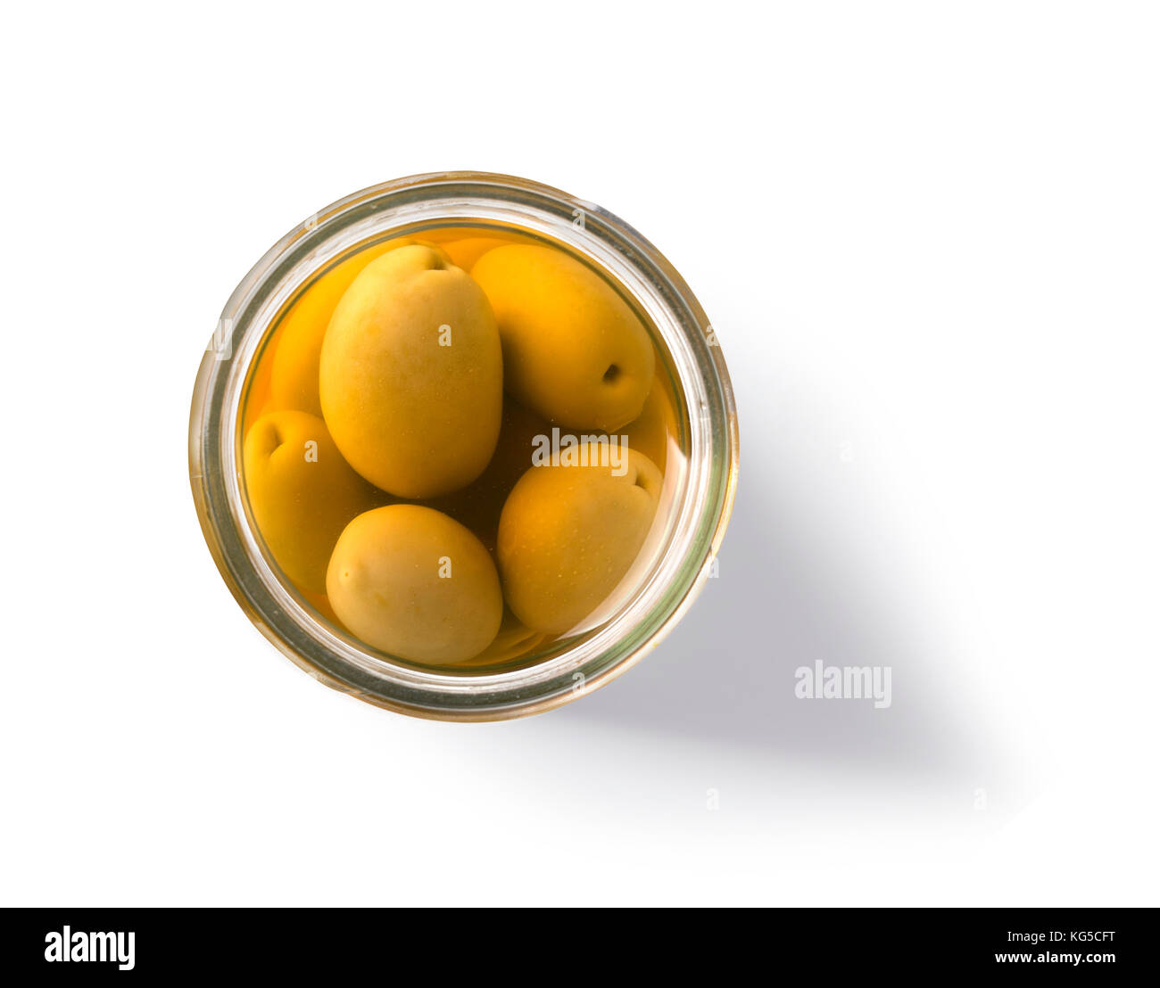 Green olive jar bottle isolated on white background with clipping path