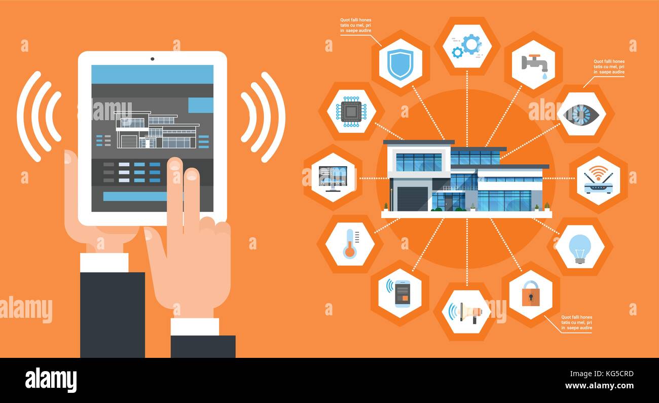 Smart Home Application Interface On Digital Tablet Modern House Control ...