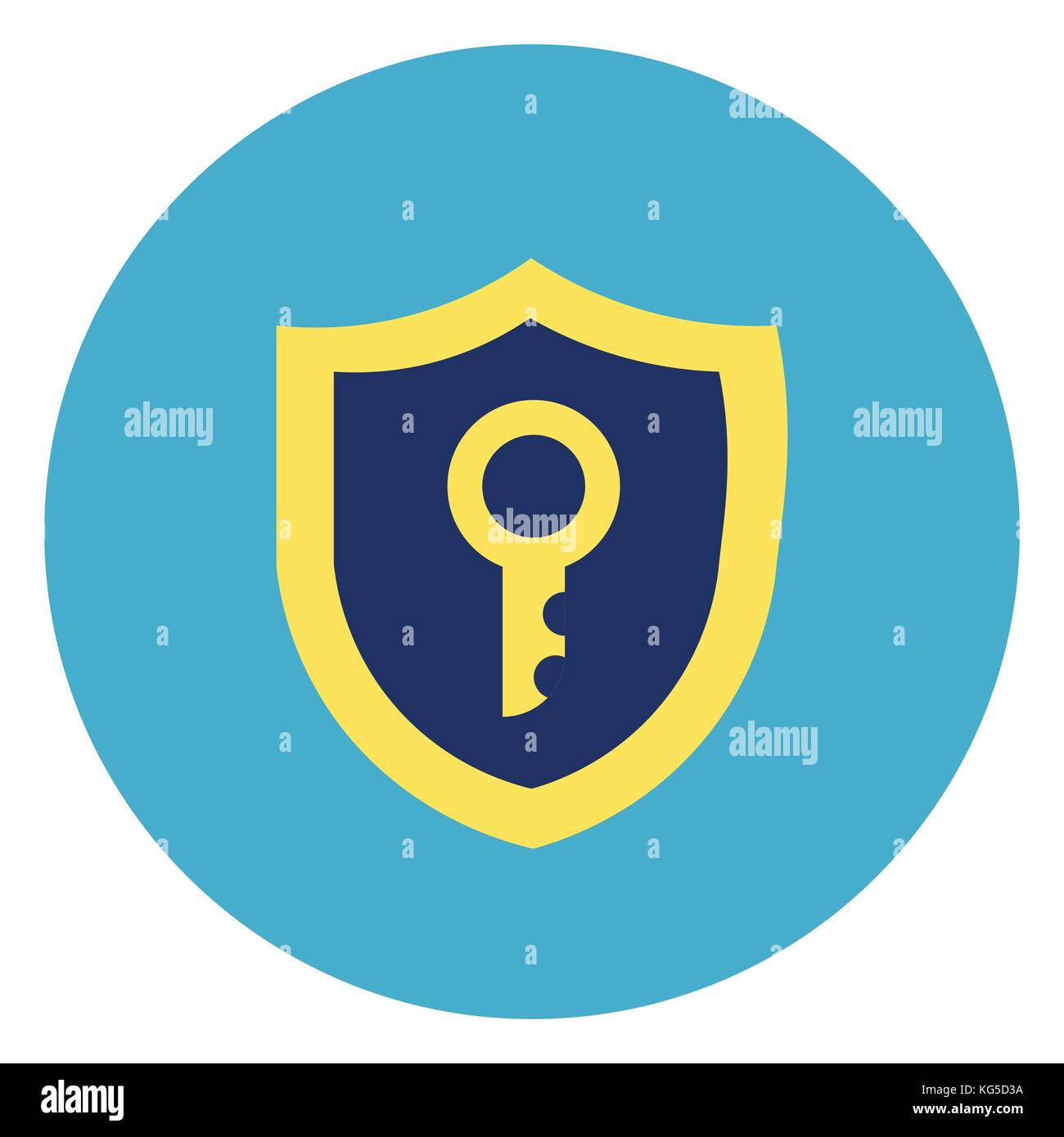 Shield With Key Icon On Round Blue Background Stock Vector Image & Art ...
