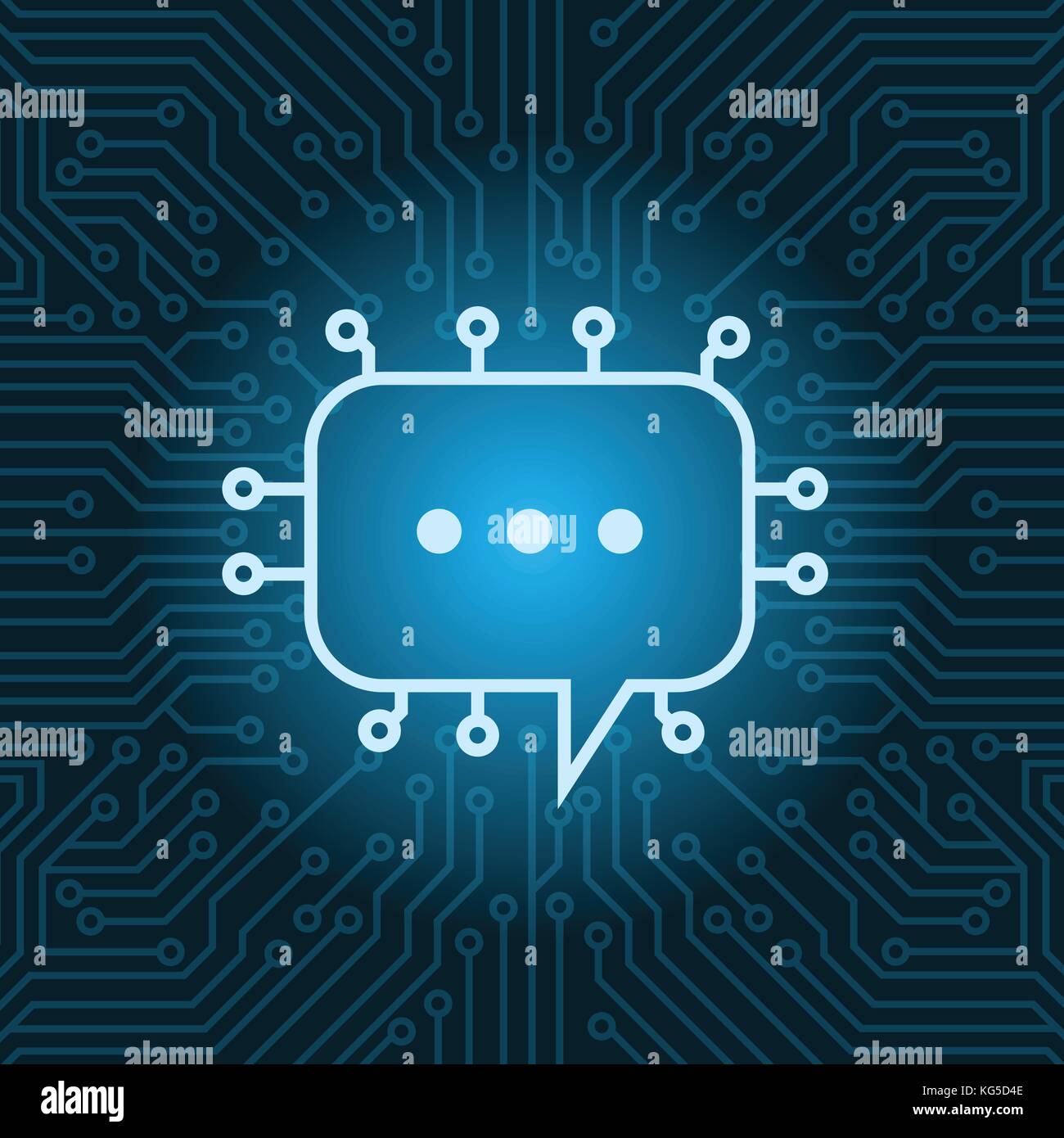 Chat Bubble Icon Over Blue Circuit Motherboard Background Stock Vector ...