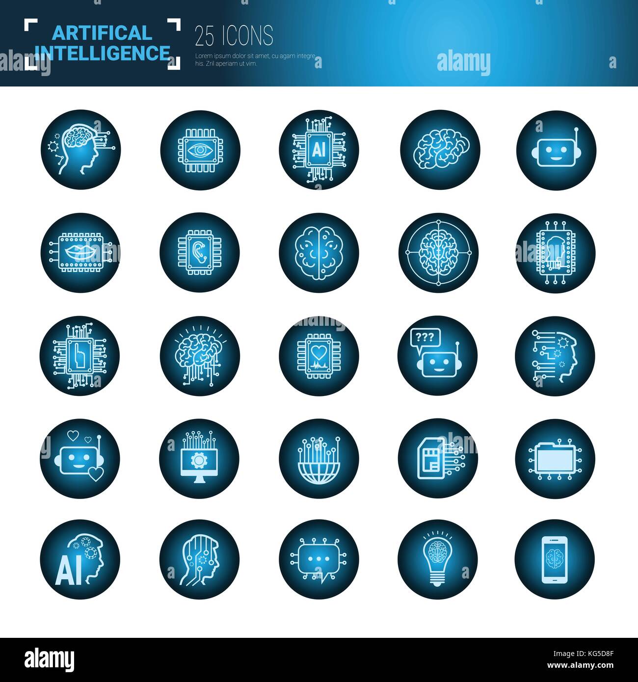Set Of Icons Over Blue Circuit Motherboard Background Artificial ...
