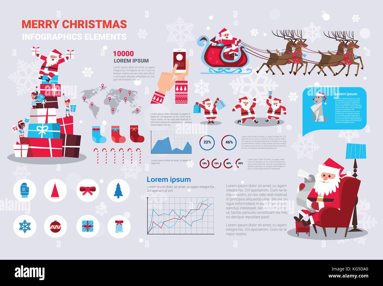 Set Of Template Infographic Elements With Merry Christmas Concept Stock ...