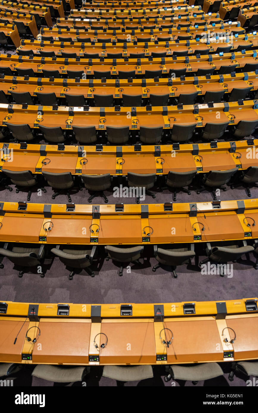 Brussels, Belgium - August 28, 2017: Interior of the European Parliament called Espace Leopold in Brussels, Belgium Stock Photo