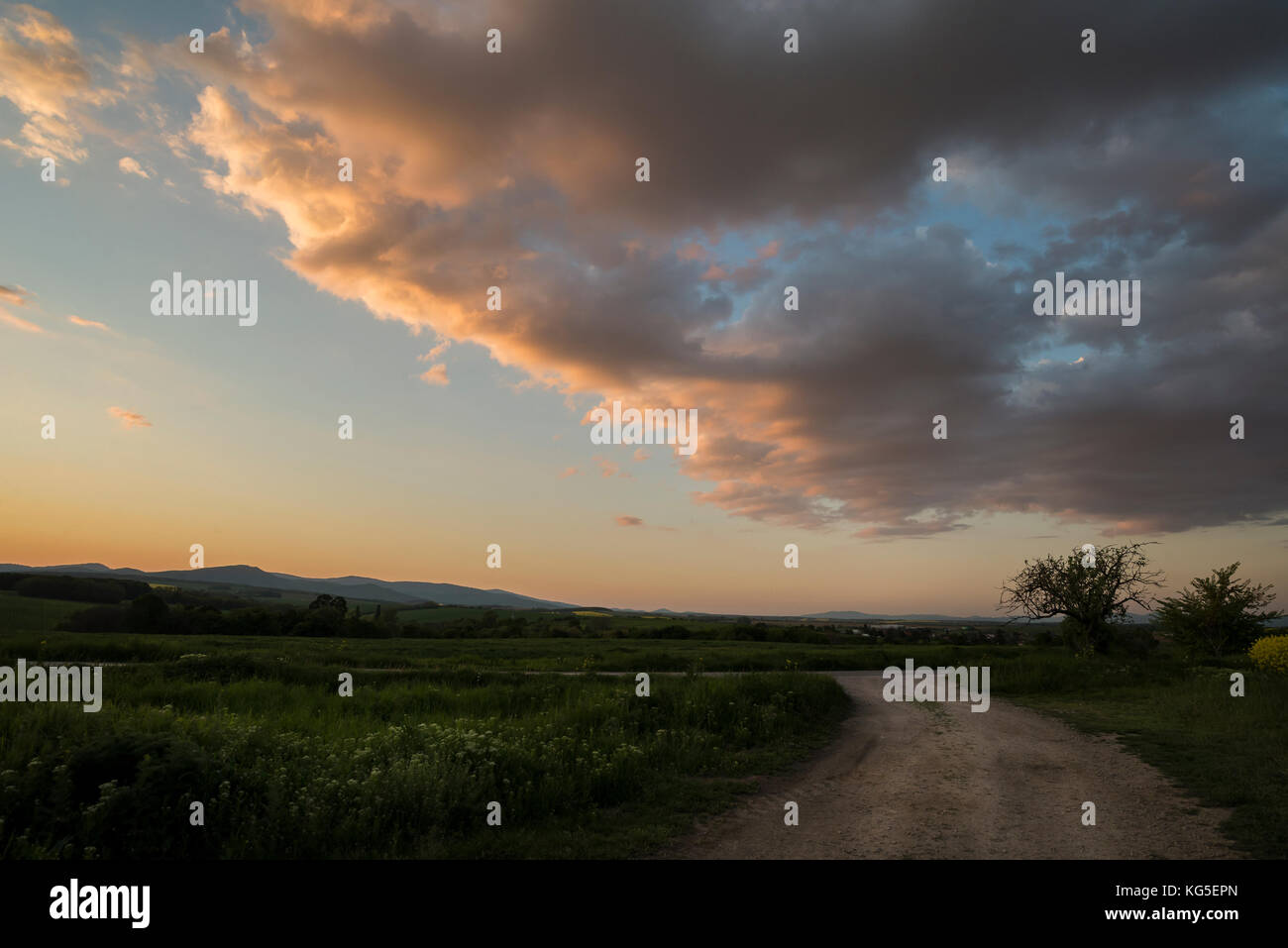 Dark dramatic landscape stormy sky over field Stock Photo - Alamy