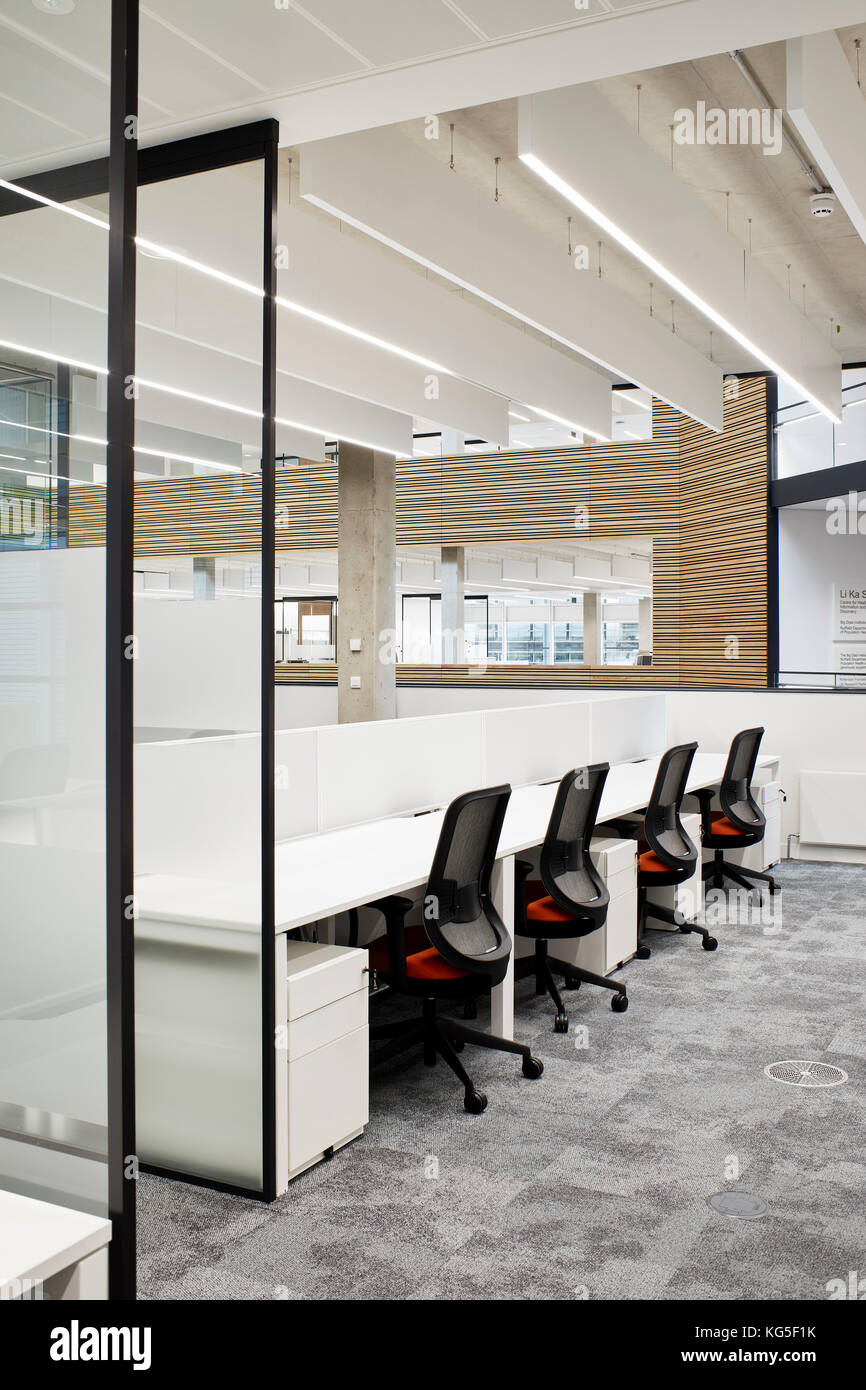 Angled view of desk in office area. The Big Data Institute, Oxford