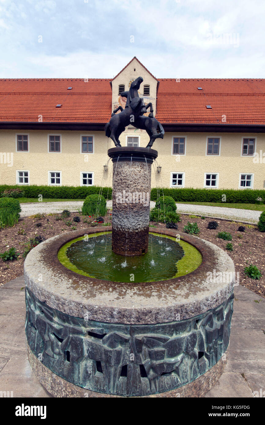 fountain in the Gestüt Schwaiganger (stud farm) Stock Photo