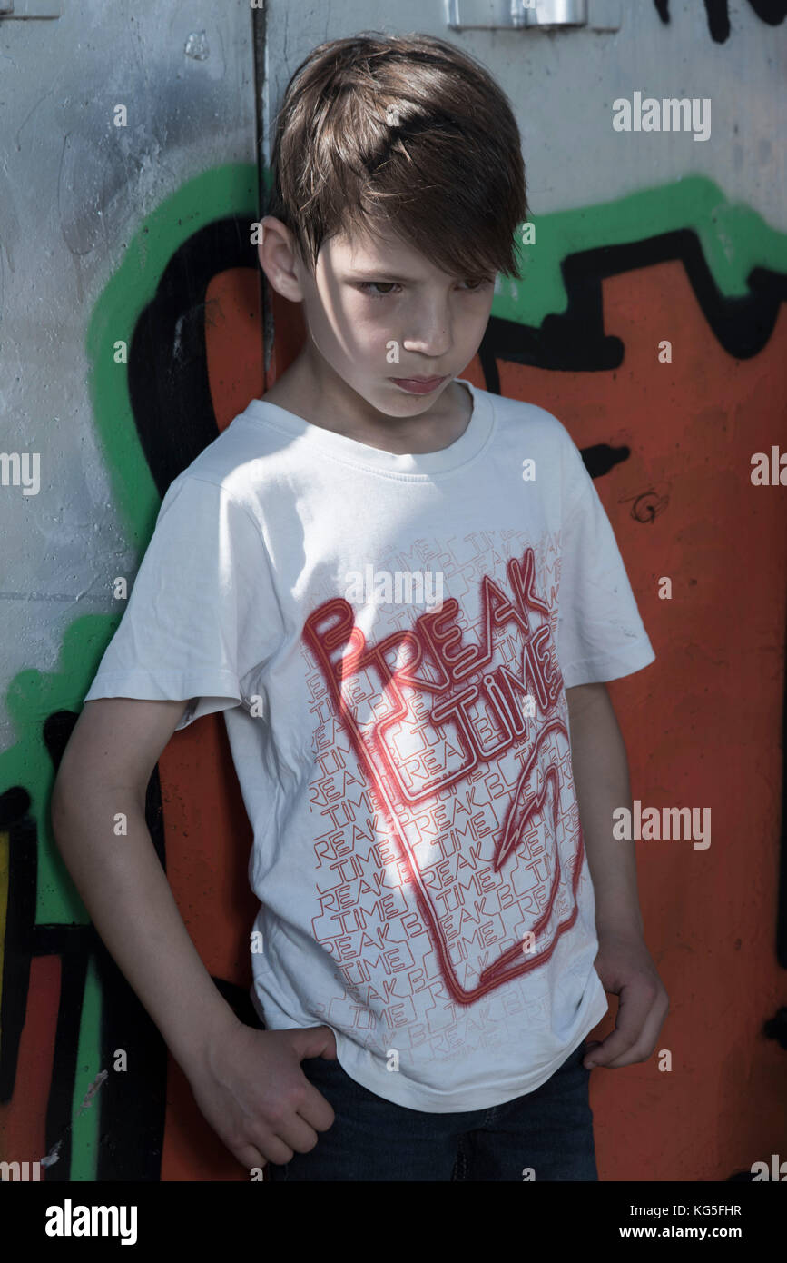 boy in the skate park, watch, sad, outsider Stock Photo