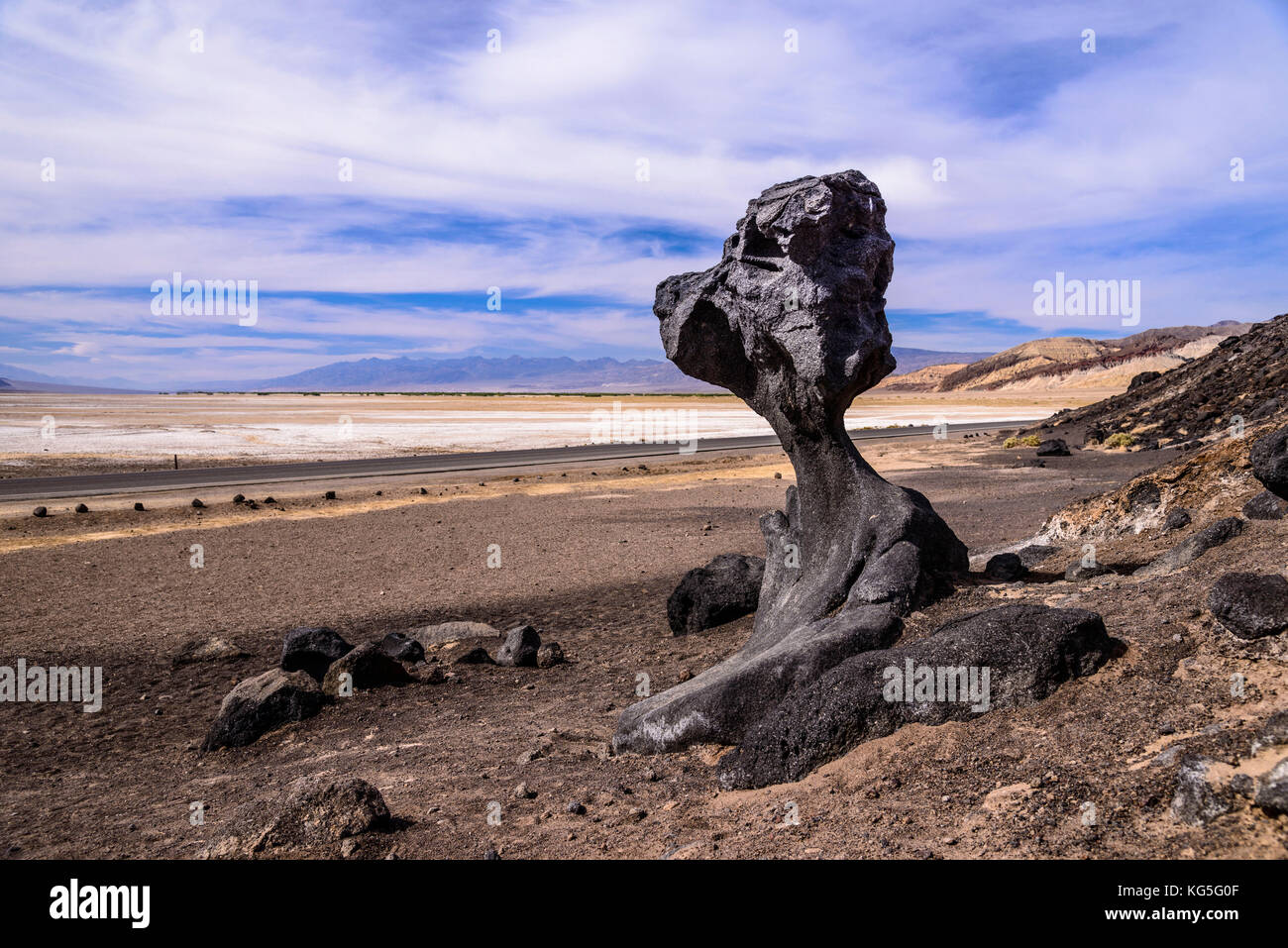 The USA, California, Death Valley National Park, Hoodoo in the Bad Water Road close Golden canyon Stock Photo