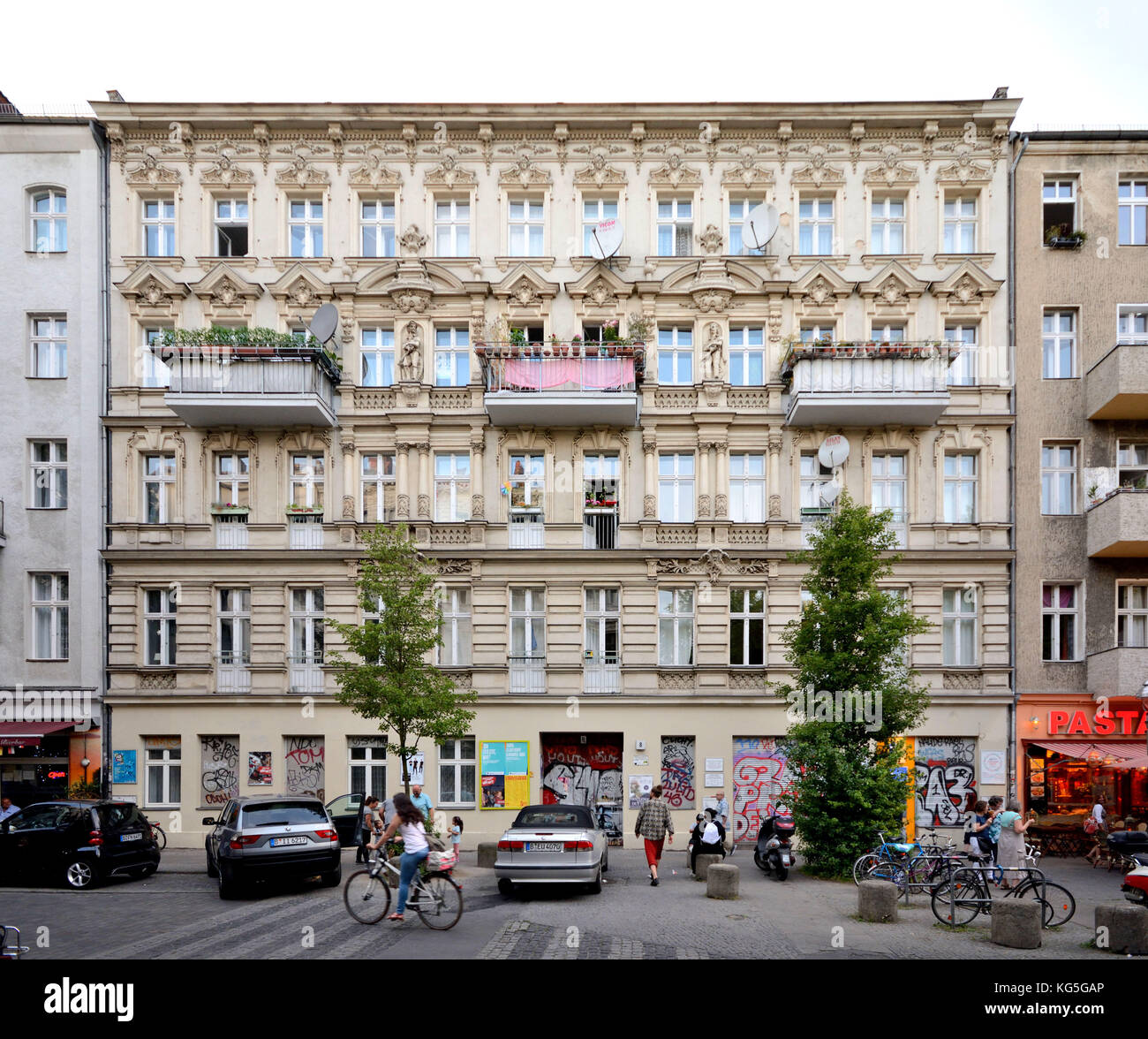 Berlin, building from the Gründerzeit epoch in Falckensteinstrasse in Kreuzberg, Stock Photo