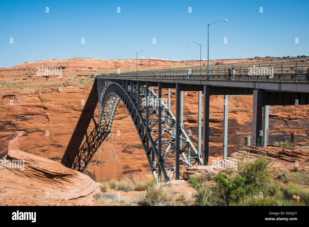 Bridge spanning the Glen Canyon over the Colorado River in northern Arizona, Page, United States Stock Photo