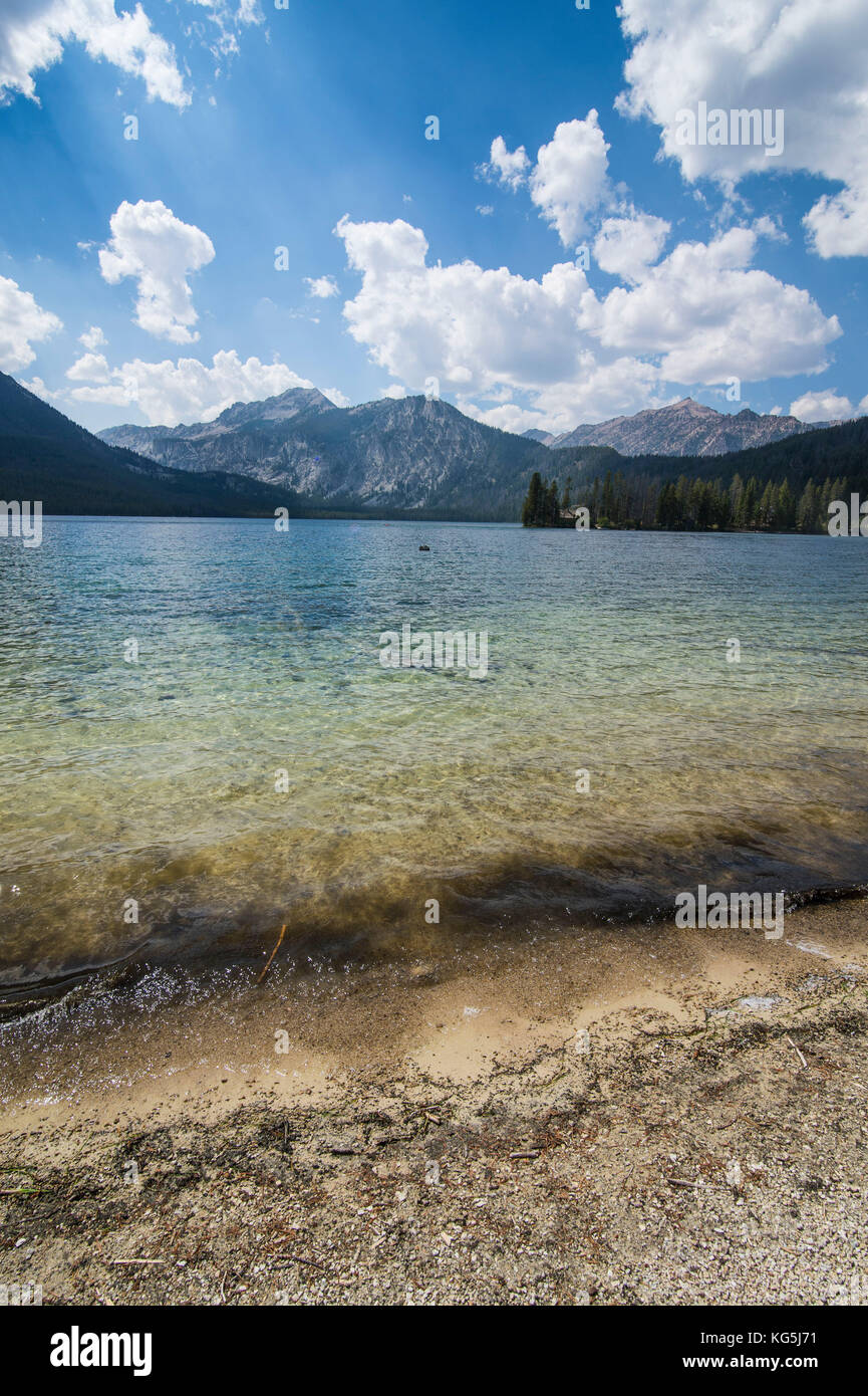 Sandy beach on Pettit lake in a valley north of Sun valley, Sawtooth National Forest, Idaho, USA Stock Photo