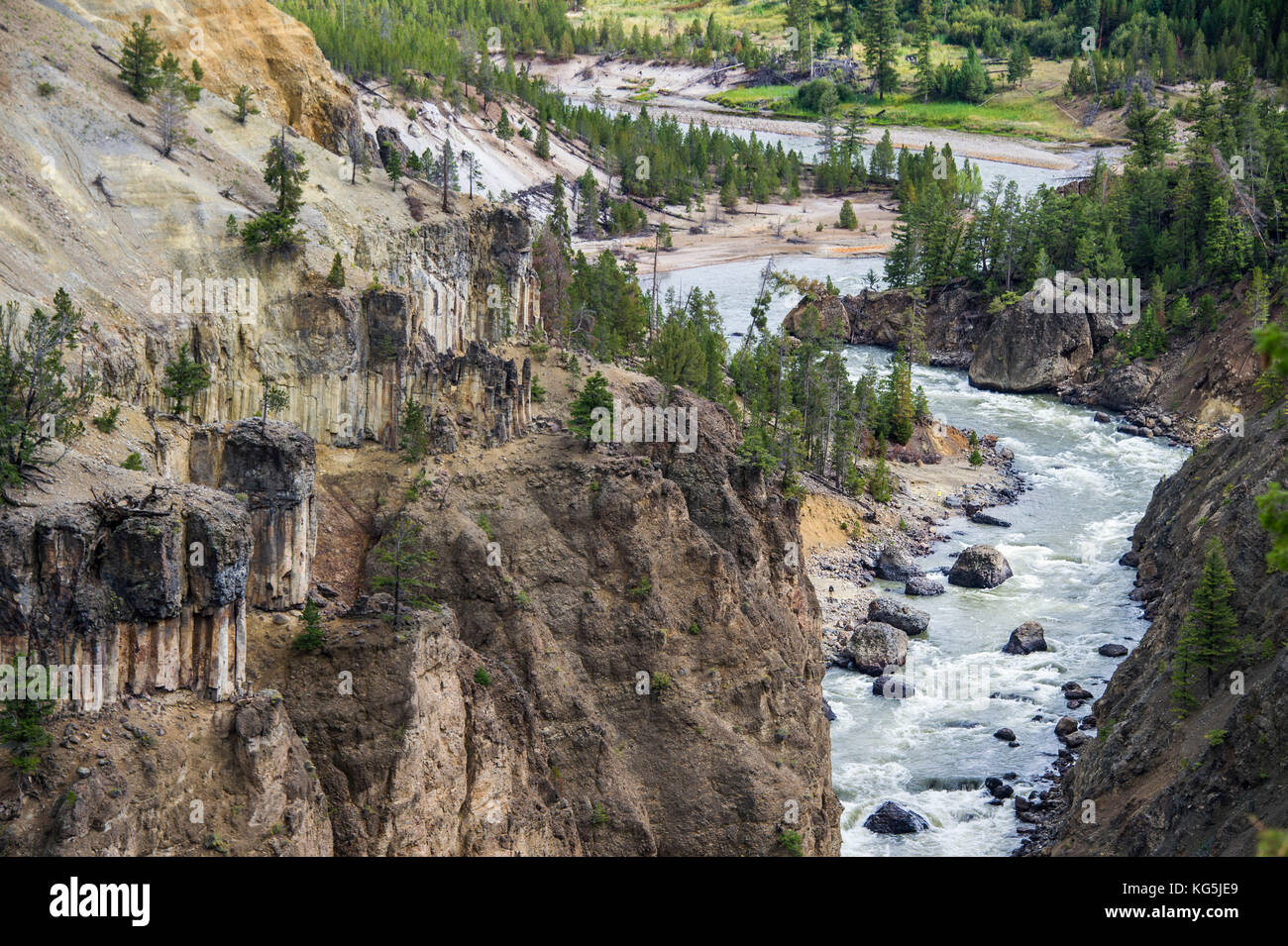 The Yellowstone river flowing through a sandstone gorge in the Yellowstone National Park, Wyoming, USA Stock Photo