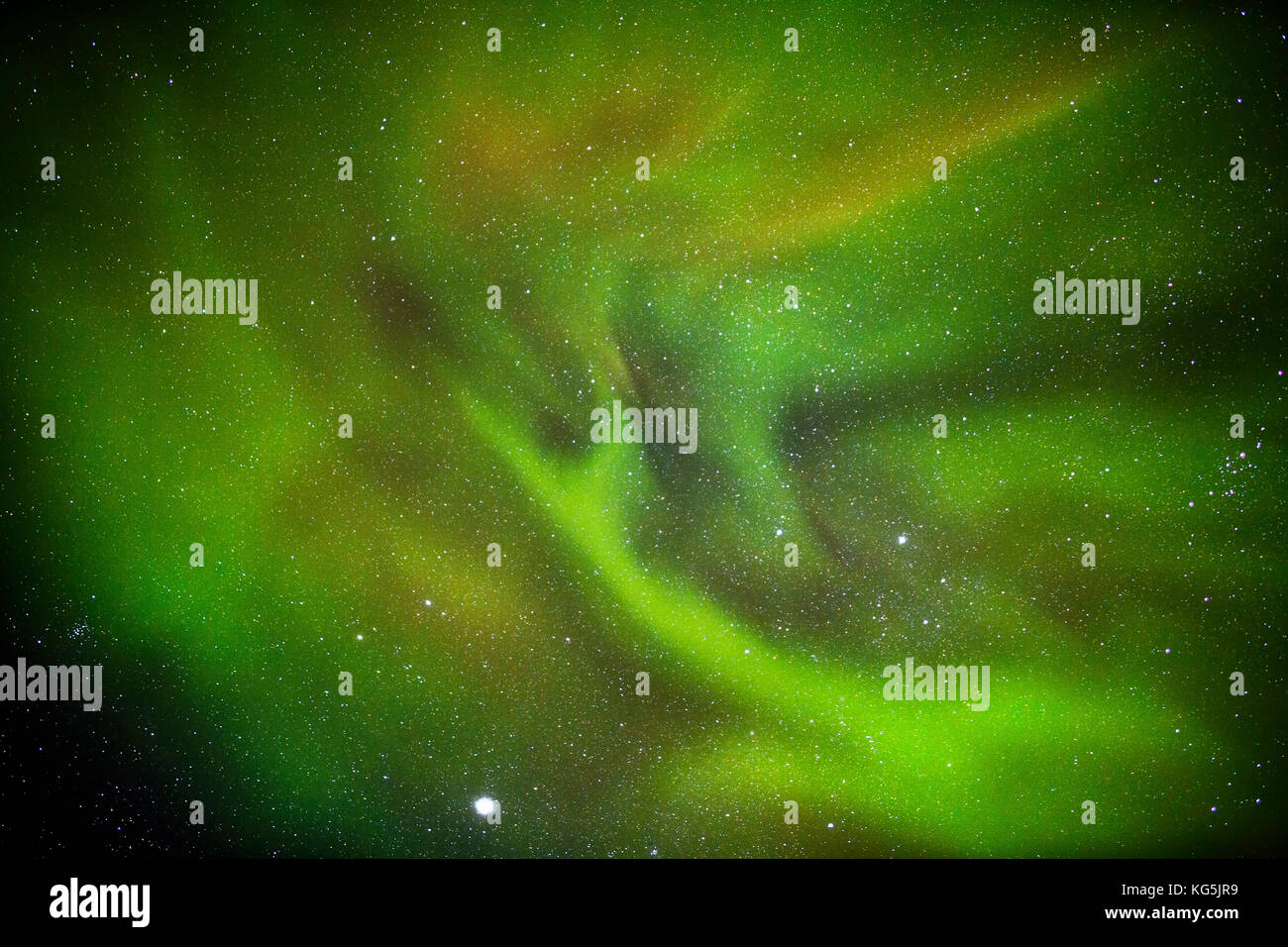 Aurora Borealis or Northern Lights. Alien like patterns in the auroras. Lapland, Sweden. Stock Photo