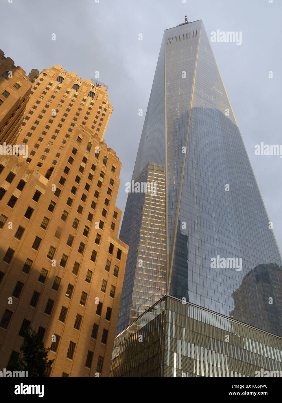 1 WTC or One World Trade Center with the World Financial Center, designed by Architect David Childs Stock Photo